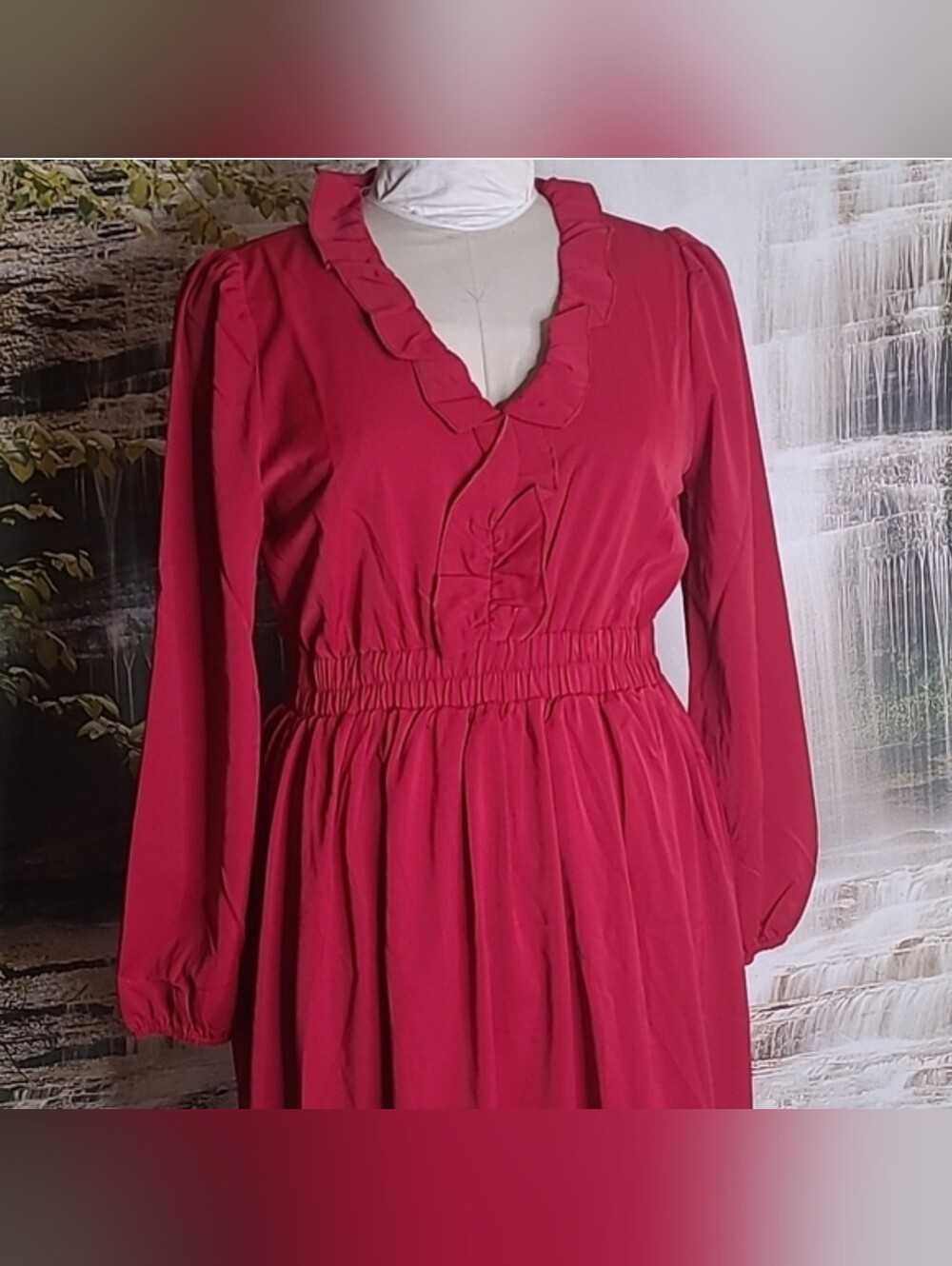 New with tags! LeadingStar Womens Large burgundy ruffle long sleeve maxi dress